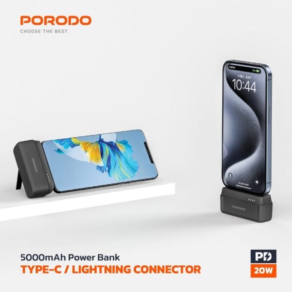 باور بانك بموصل Type-C بسعة 5000mAh من Porodo - صورة من 2