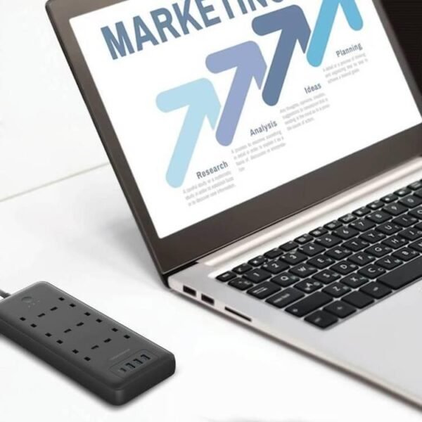 Powerology قطاع الطاقة 6 تيار متردد 48 وات USB أسود - صورة من 3
