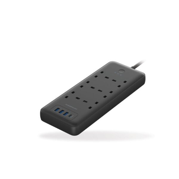 Powerology قطاع الطاقة 6 تيار متردد 48 وات USB أسود - صورة من 5