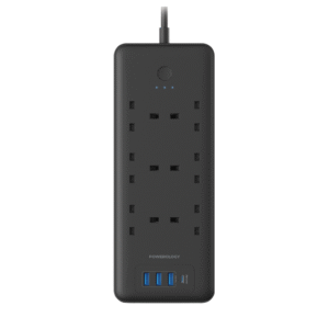 Powerology قطاع الطاقة 6 تيار متردد 48 وات USB أسود