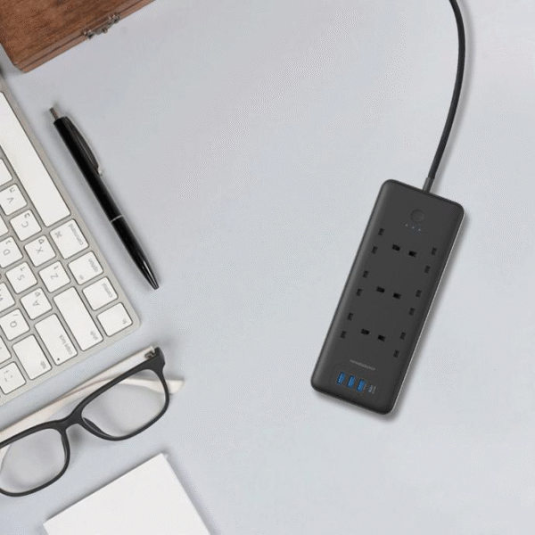 Powerology قطاع الطاقة 6 تيار متردد 48 وات USB أسود - صورة من 4