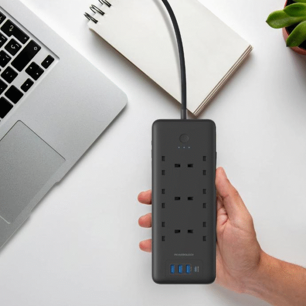 Powerology قطاع الطاقة 6 تيار متردد 48 وات USB أسود - صورة من 2
