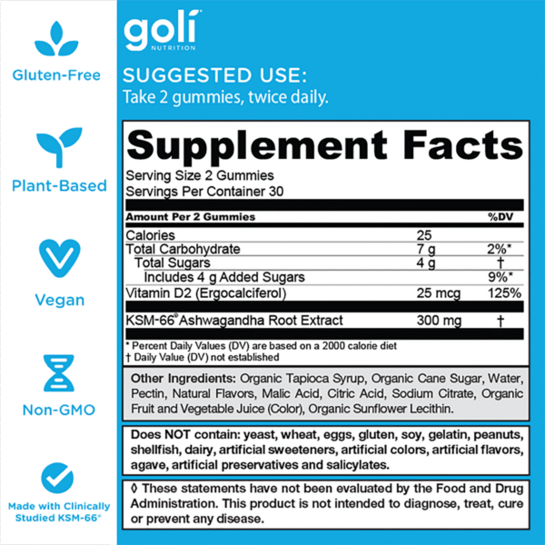 Goli® Nutrition Ashwagandha Gummies. 60 Gummies - صورة من 3