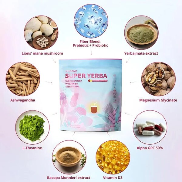ZOOONE Super Yerba | Yerba Mate Instant Tea Powder | RASPBERRY LEMONADE Flavor | 30 Servings - صورة من 5