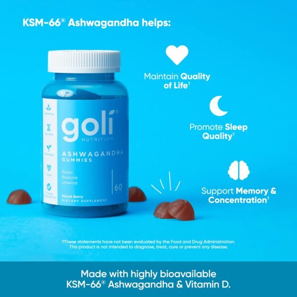 Goli® Nutrition Ashwagandha Gummies. 60 Gummies - صورة من 5
