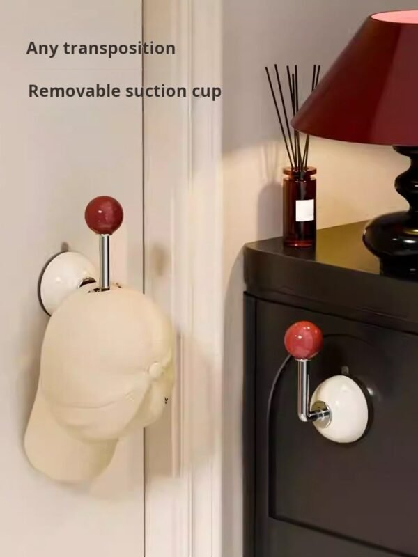 Suction Cup Back Door Hooks Side Hat Rack Closet Bathroom Entryway Hat Storage Bedroom Suction Cup Hooks(PACK OF 8) - صورة من 2