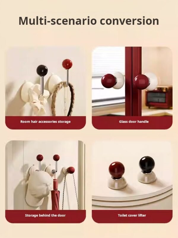 Suction Cup Back Door Hooks Side Hat Rack Closet Bathroom Entryway Hat Storage Bedroom Suction Cup Hooks(PACK OF 8) - صورة من 4