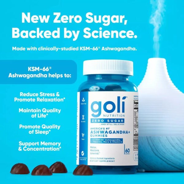 Goli® Nutrition Ashwagandha Zero Sugar Gummies. 60 Gummies - صورة من 4