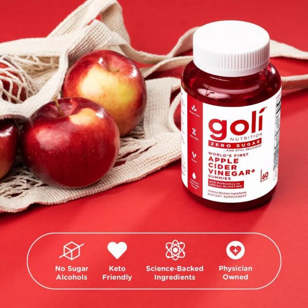 Goli® Nutrition Apple Cider Vinegar Zero Sugar Gummies. 60 Gummies - صورة من 5