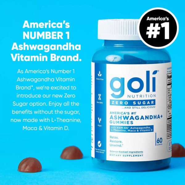 Goli® Nutrition Ashwagandha Zero Sugar Gummies. 60 Gummies - صورة من 5
