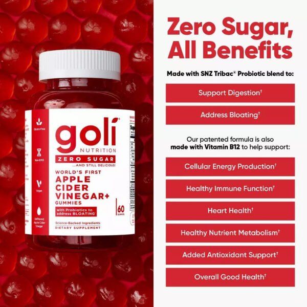 Goli® Nutrition Apple Cider Vinegar Zero Sugar Gummies. 60 Gummies - صورة من 6