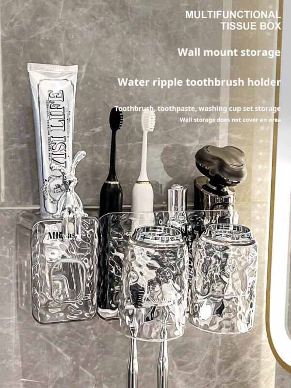 Electric Toothbrush Toothpaste Holder Bathroom No-Punch Wall Mounted Toothbrush Mouthwash Cup Toothpaste Toothpaste Holder Set