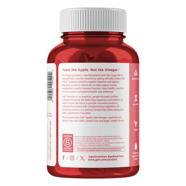 Goli® Nutrition Apple Cider Vinegar Zero Sugar Gummies. 60 Gummies - صورة من 3