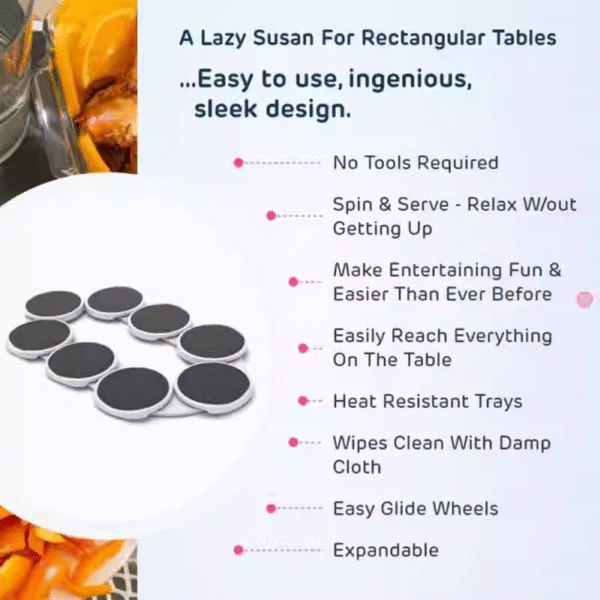 Portable dining table swivel tray pop party rectangle telescopic turning special turntable pad expandable turntable - صورة من 2