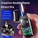 New Arc Intelligent Power Display Dual Flame Lighters Direct Punch Plus Open Flame Inflatable Lighters (PACK OF 2)