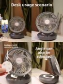 Fan rechargeable portable hovering folding circulation fan office home kitchen car desk wall dual-use
