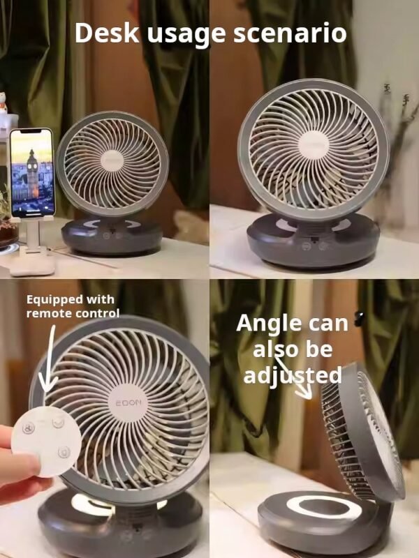 Fan rechargeable portable hovering folding circulation fan office home kitchen car desk wall dual-use - صورة من 2