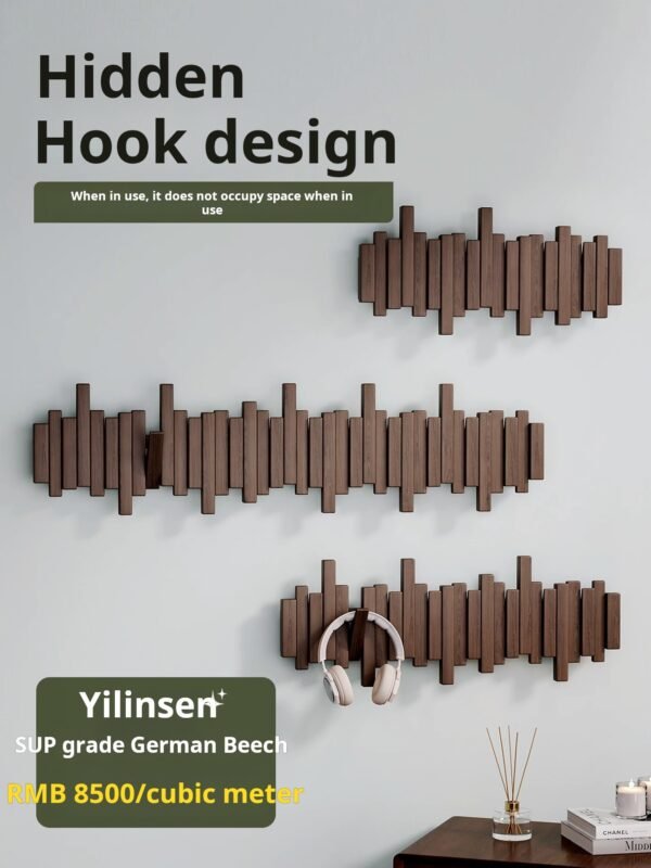Piano keys hanging rack solid wood wall hooks bedroom entryway entry door storage no punch coat racks