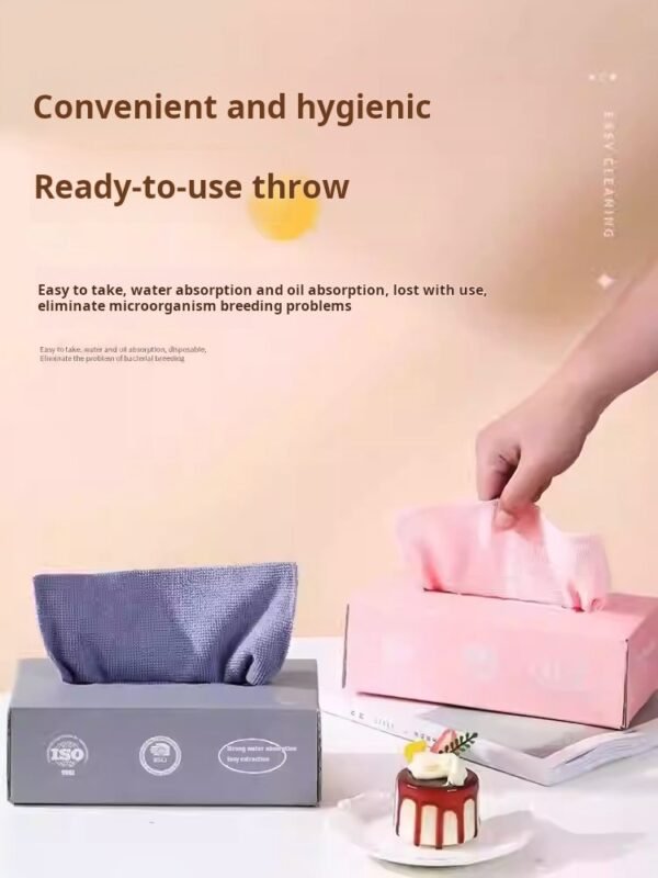 Thickened and enlarged household extractable kitchen cloth absorbent dishwashing kitchen cloth disposable lazy kitchen cloth kitchen supplies (pack of 12) - صورة من 3