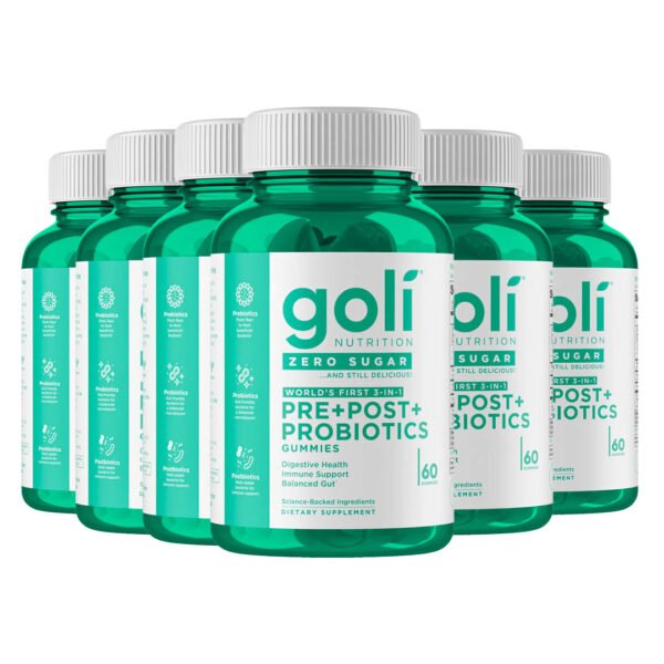 Goli® Nutrition Pre+Post+Probiotics Zero Sugar Gummies. 60 Gummies - صورة من 6