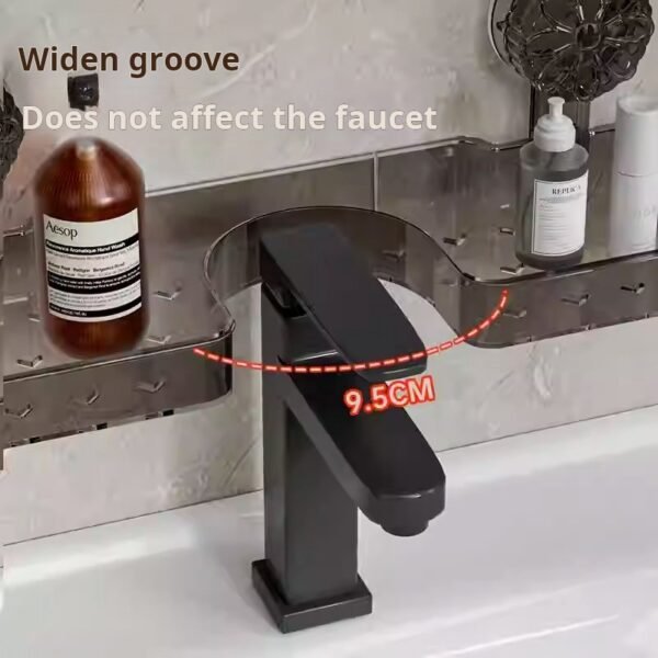 Suction Cup Vanity Shelf No-Punch Bathroom Bathroom Faucet Shelf Sink Mirror Front Organizer (PACK OF 5) - صورة من 4