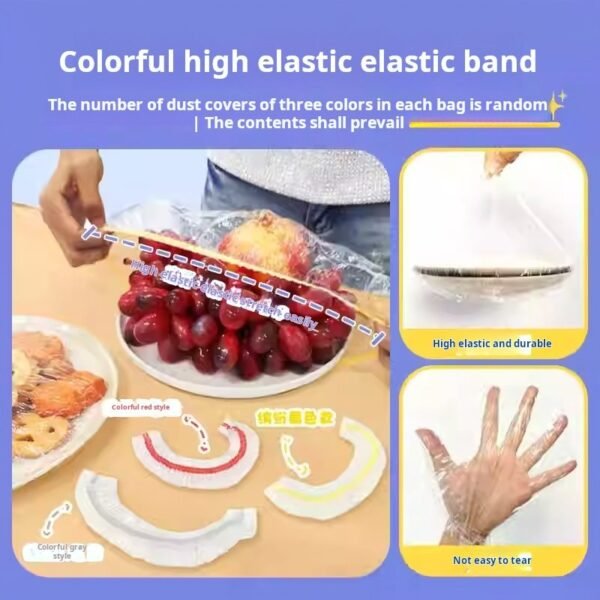 Disposable Food Cover Extractable Flap Home Refrigerator with Elastic Opening Cling Film Cover Cling Film Cover (PACK OF 10) - صورة من 2