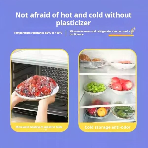 Disposable Food Cover Extractable Flap Home Refrigerator with Elastic Opening Cling Film Cover Cling Film Cover (PACK OF 10) - صورة من 3