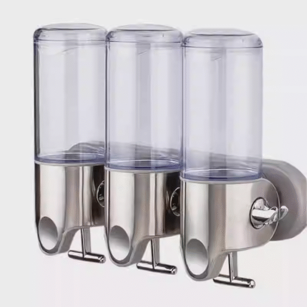 Three-in-one no-punch wall-mounted trolley hand soap shampoo shower gel box manual soap dispenser - صورة من 3